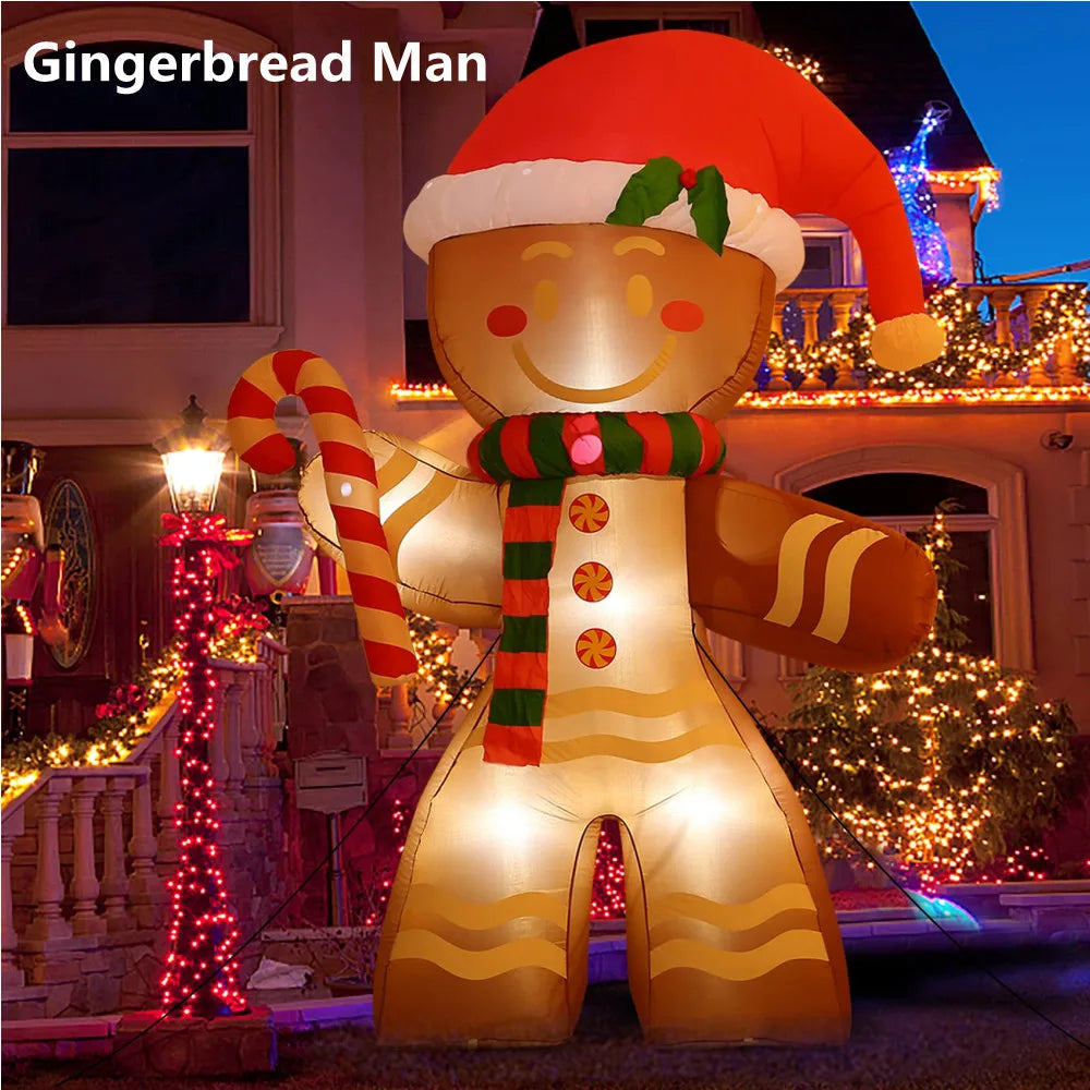 8FT Christmas Inflatables Gingerbread Man with Built-in LED Ornament