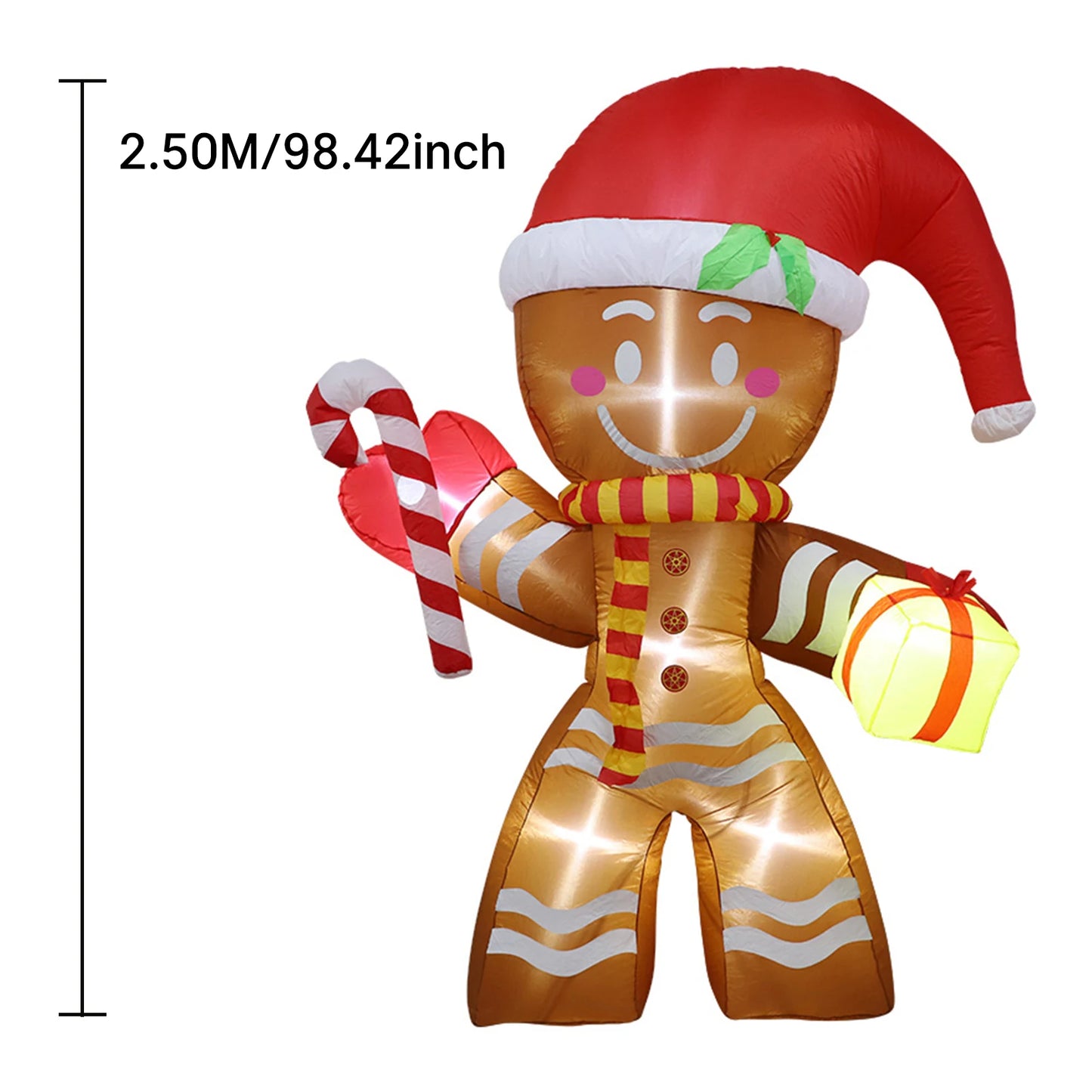 8FT Christmas Inflatables Gingerbread Man with Built-in LED Ornament
