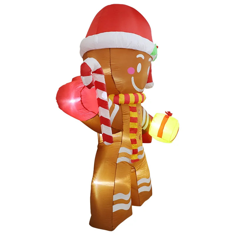 8FT Christmas Inflatables Gingerbread Man with Built-in LED Ornament
