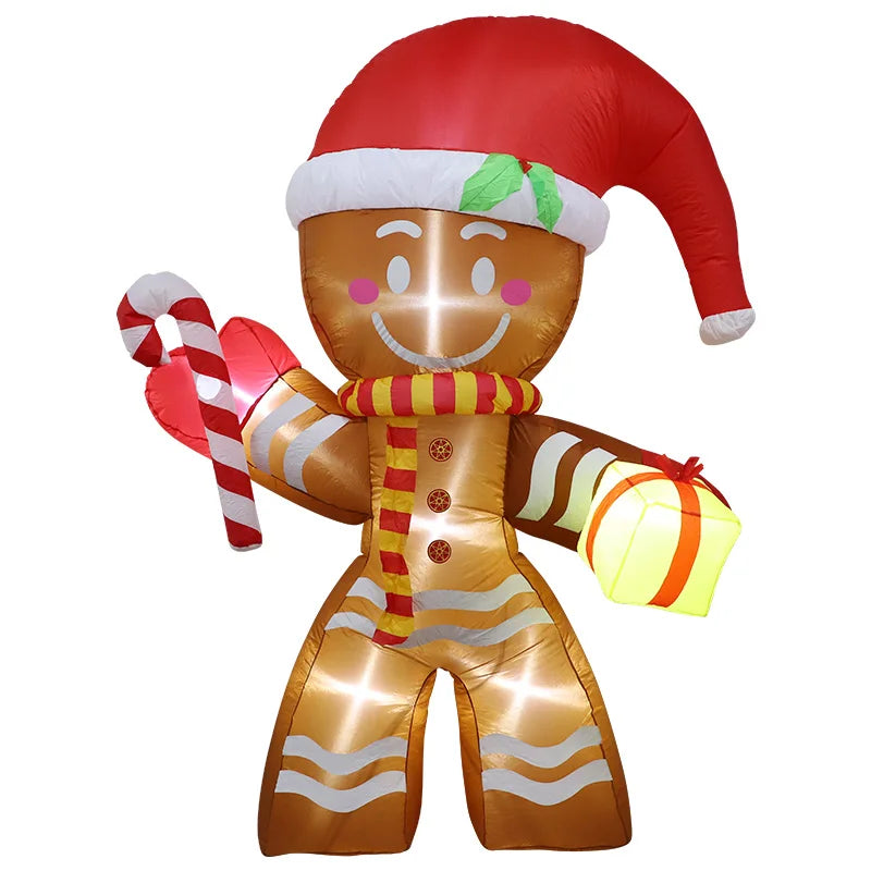 8FT Christmas Inflatables Gingerbread Man with Built-in LED Ornament