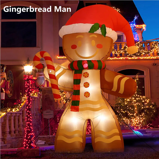 8FT Christmas Inflatables Gingerbread Man with Built-in LED Ornament