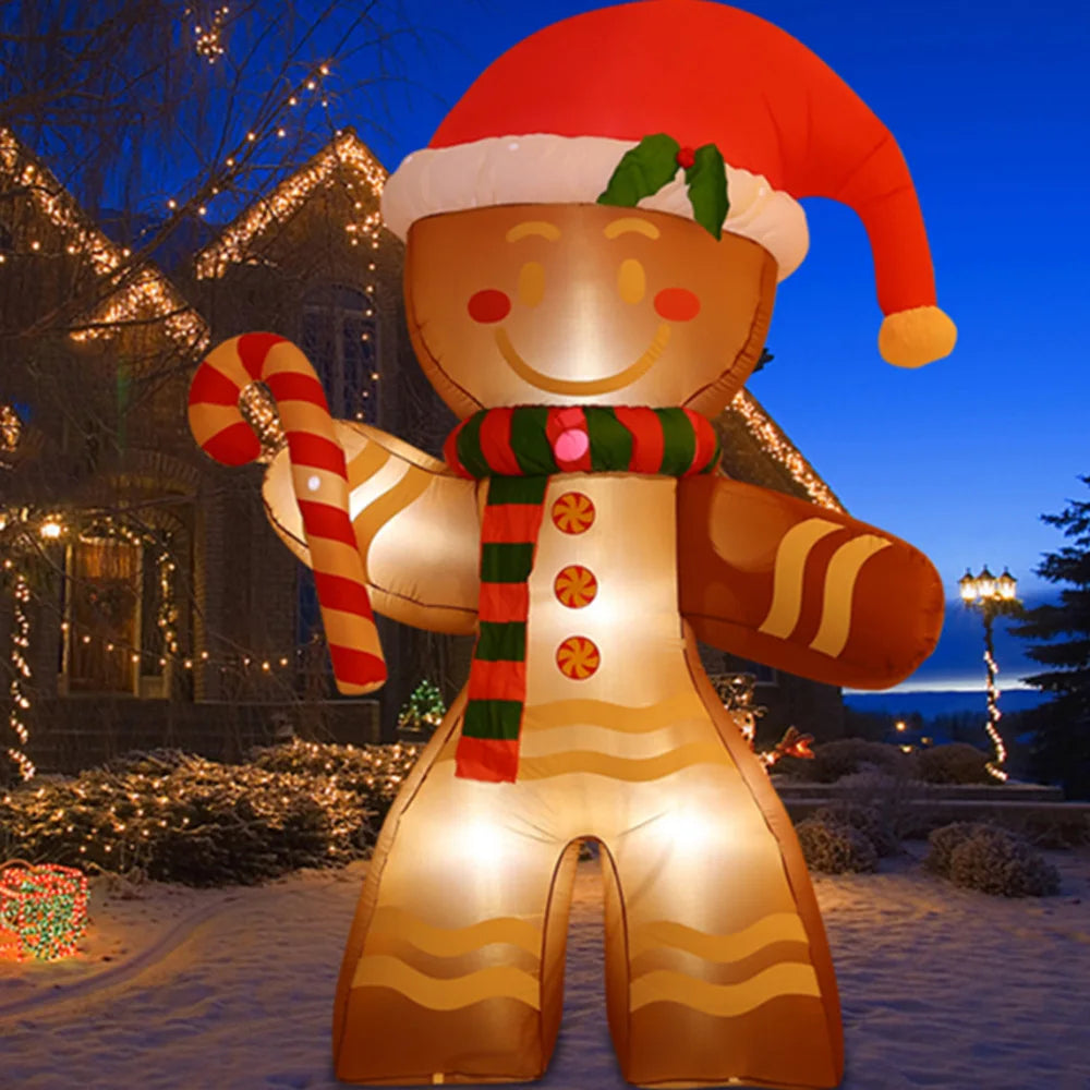 8FT Christmas Inflatables Gingerbread Man with Built-in LED Ornament