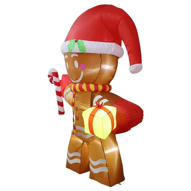 8FT Christmas Inflatables Gingerbread Man with Built-in LED Ornament